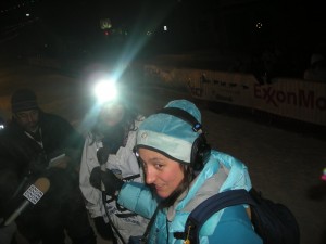2nd in a series of catastrophic photography efforts, I manage to artfully depict the head lamp of Michelle Phillips, led into Nome by Wiley and Merlin