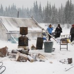 Heating water for the mushers at Nikolai checkpoint